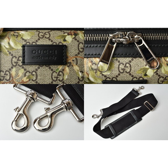 Gucci GG BLOOMS Supreme Canvas Boston Shoulder Bag Green Beige - Picture 11 of 12